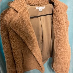 FAVLUX TEDDY BEAR BROWN FLUFFY JACKET/Size Large